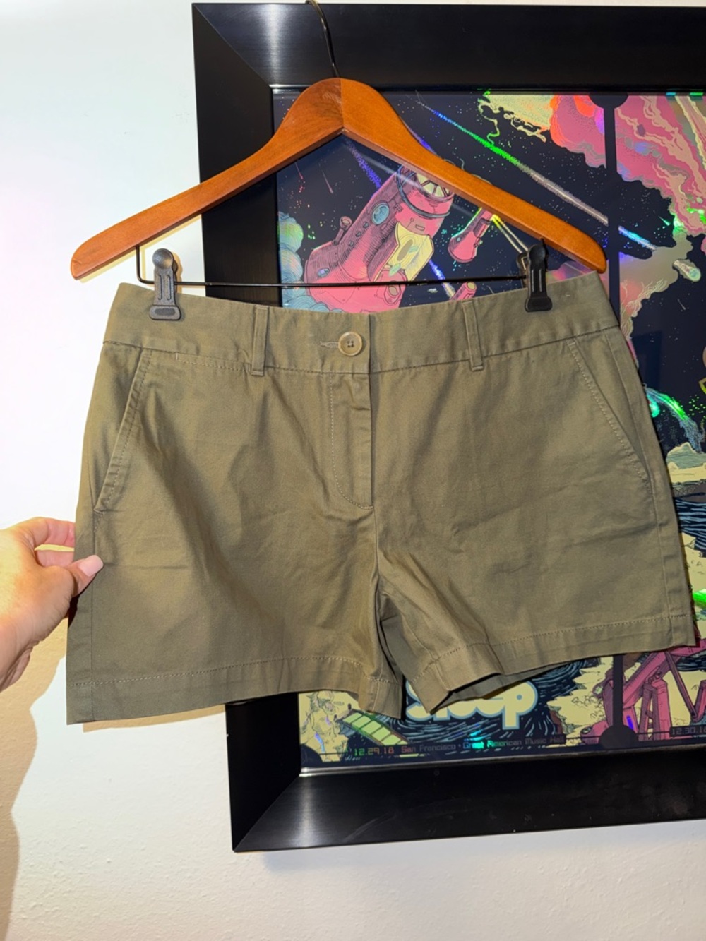 LOFT Olive Green Cotton Shorts